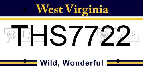 THS7722 West Virginia License Plate