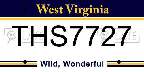 THS7727 West Virginia License Plate