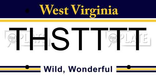THSTTTT West Virginia License Plate