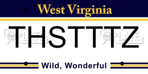 THSTTTZ West Virginia License Plate