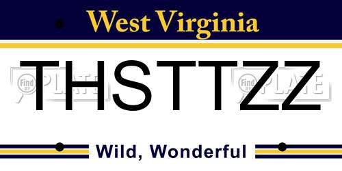 THSTTZZ West Virginia License Plate