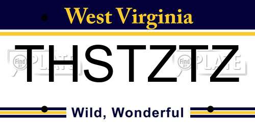 THSTZTZ West Virginia License Plate
