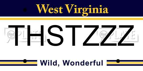 THSTZZZ West Virginia License Plate