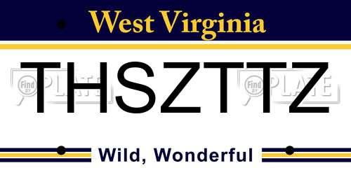 THSZTTZ West Virginia License Plate