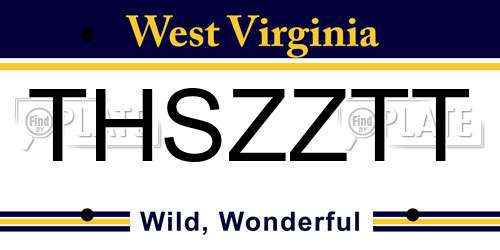 THSZZTT West Virginia License Plate