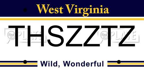 THSZZTZ West Virginia License Plate