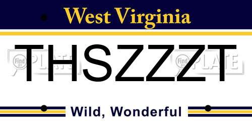 THSZZZT West Virginia License Plate