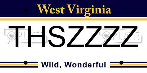 THSZZZZ West Virginia License Plate