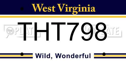THT798 West Virginia License Plate