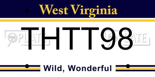 THTT98 West Virginia License Plate
