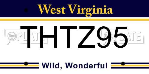 THTZ95 West Virginia License Plate