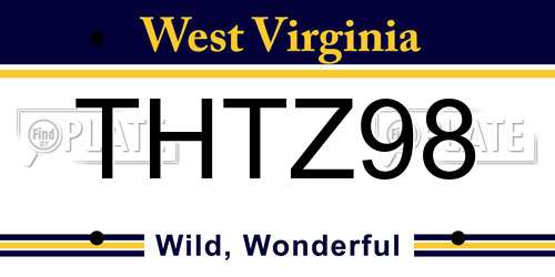 THTZ98 West Virginia License Plate