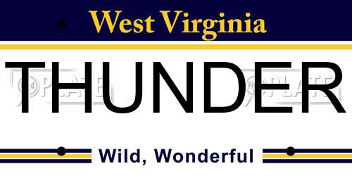 THUNDER West Virginia License Plate