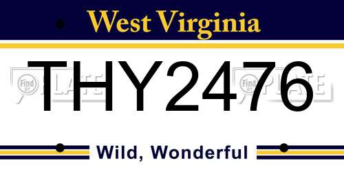THY2476 West Virginia License Plate