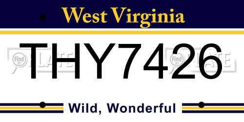 THY7426 West Virginia License Plate