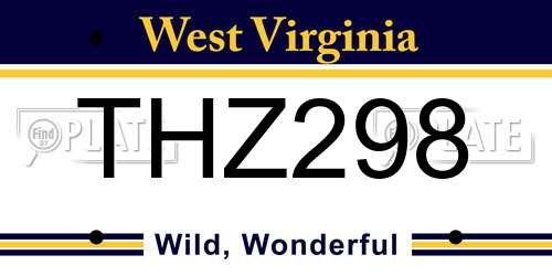 THZ298 West Virginia License Plate