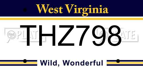 THZ798 West Virginia License Plate