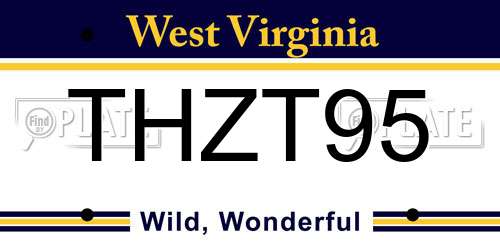 THZT95 West Virginia License Plate
