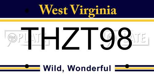THZT98 West Virginia License Plate