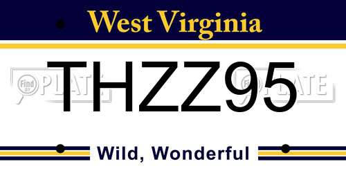 THZZ95 West Virginia License Plate