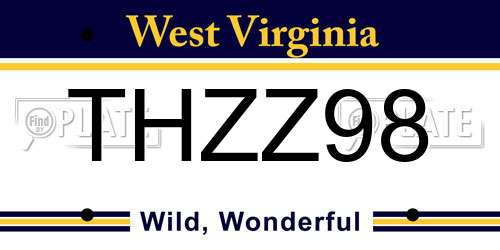 THZZ98 West Virginia License Plate