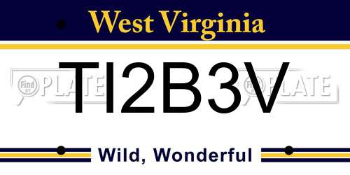 TI2B3V West Virginia License Plate