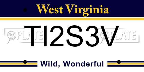 TI2S3V West Virginia License Plate