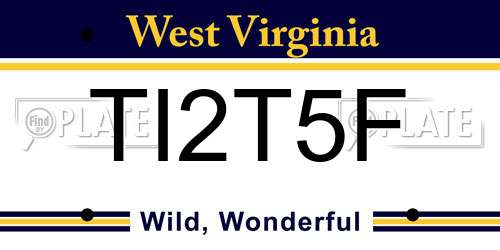 TI2T5F West Virginia License Plate