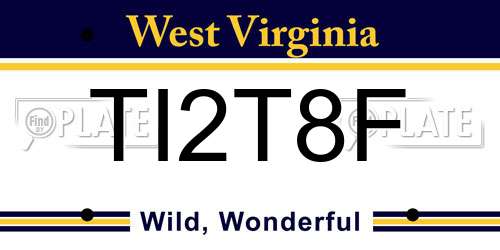 TI2T8F West Virginia License Plate