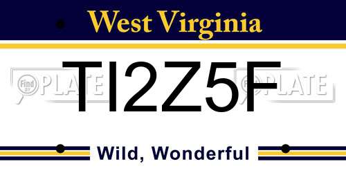 TI2Z5F West Virginia License Plate