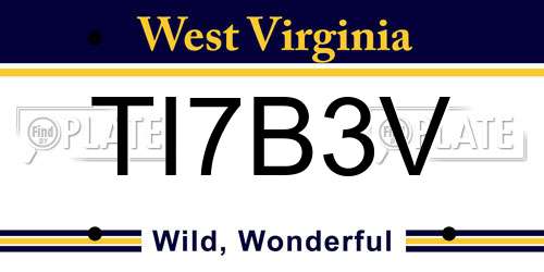 TI7B3V West Virginia License Plate