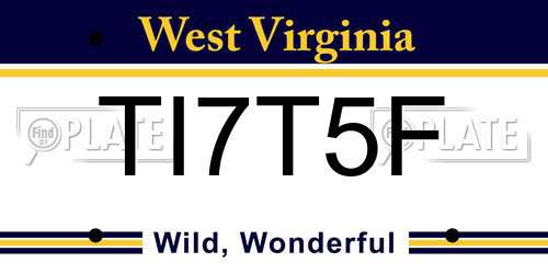 TI7T5F West Virginia License Plate