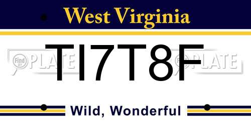 TI7T8F West Virginia License Plate