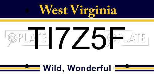 TI7Z5F West Virginia License Plate