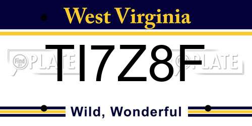 TI7Z8F West Virginia License Plate