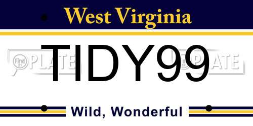 TIDY99 West Virginia License Plate