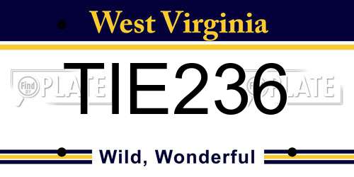 TIE236 West Virginia License Plate