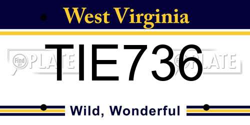 TIE736 West Virginia License Plate