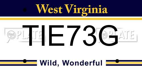 TIE73G West Virginia License Plate