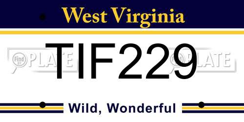 TIF229 West Virginia License Plate