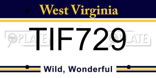 TIF729 West Virginia License Plate