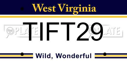TIFT29 West Virginia License Plate