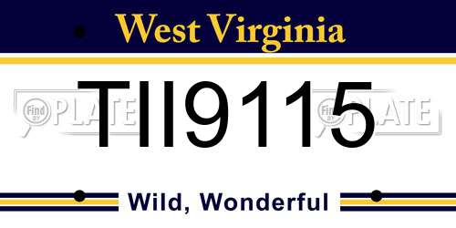 TII9115 West Virginia License Plate