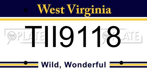 TII9118 West Virginia License Plate