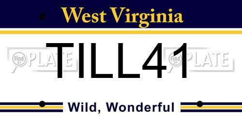 TILL41 West Virginia License Plate