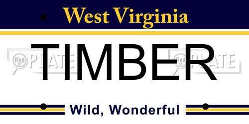 TIMBER West Virginia License Plate