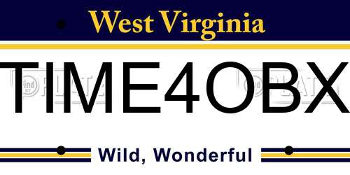 TIME4OBX West Virginia License Plate