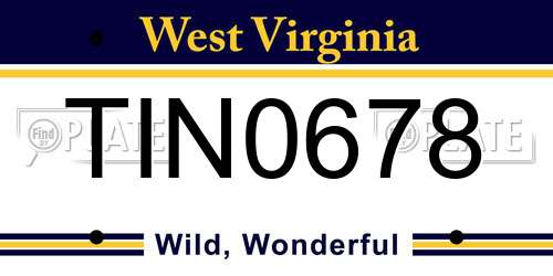 TIN0678 West Virginia License Plate
