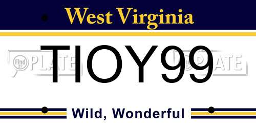 TIOY99 West Virginia License Plate