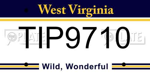 TIP9710 West Virginia License Plate